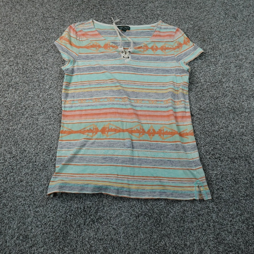 Ralph Lauren Shirt Womens M Multicolor Aztec Stripe Western V Neck Serape Tee
